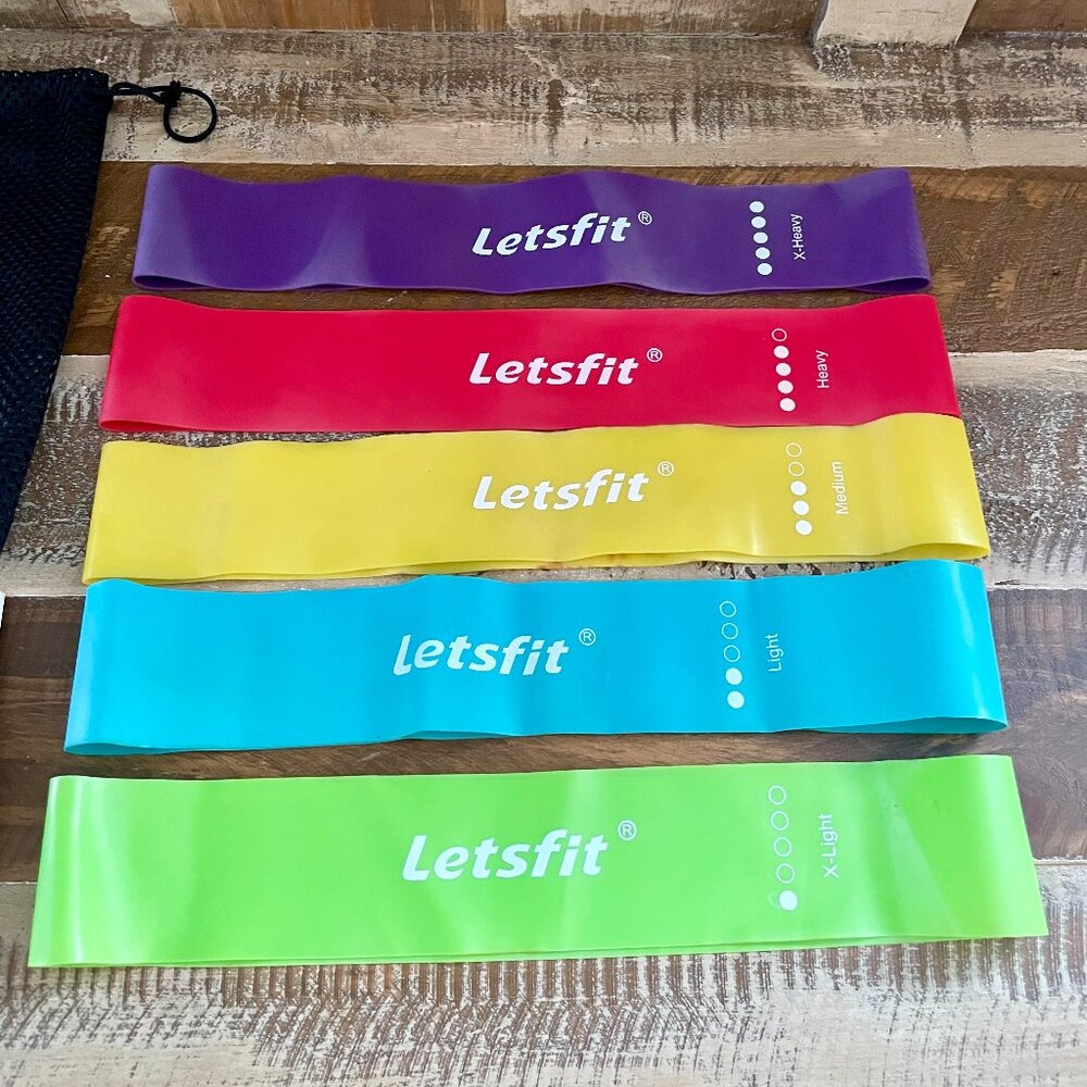 Letsfit Resistance Band Set; Assorted Color w/ storage bag